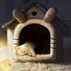 Cute Plush Pets House PP Cotton Soft Puppy House Half-Closed Puppy Sleeping Nest Foldable Home Puppy Pet Accessories