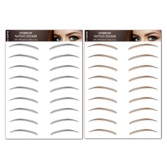 2 Sheets Waterproof Eyebrow Tattoo Stickers Hair-Like Natural Fake Eyebrows Makeup Accessories