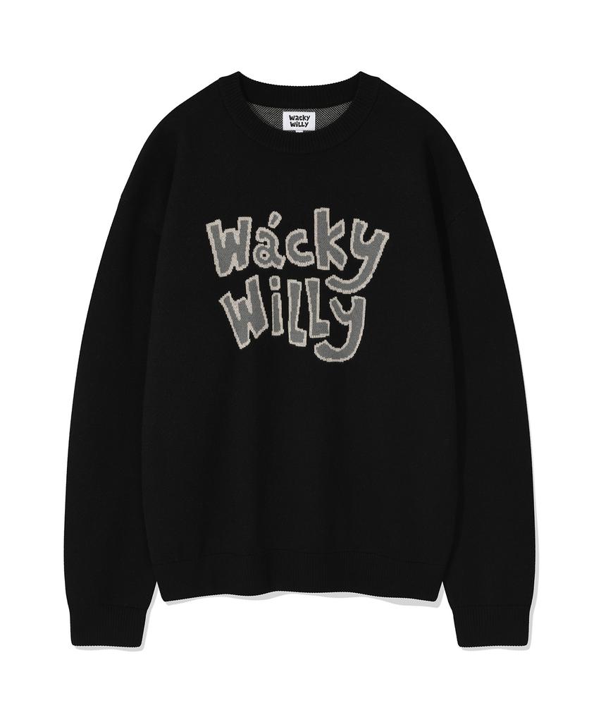 WACKY WILLY Typo Jacquard Knit Black