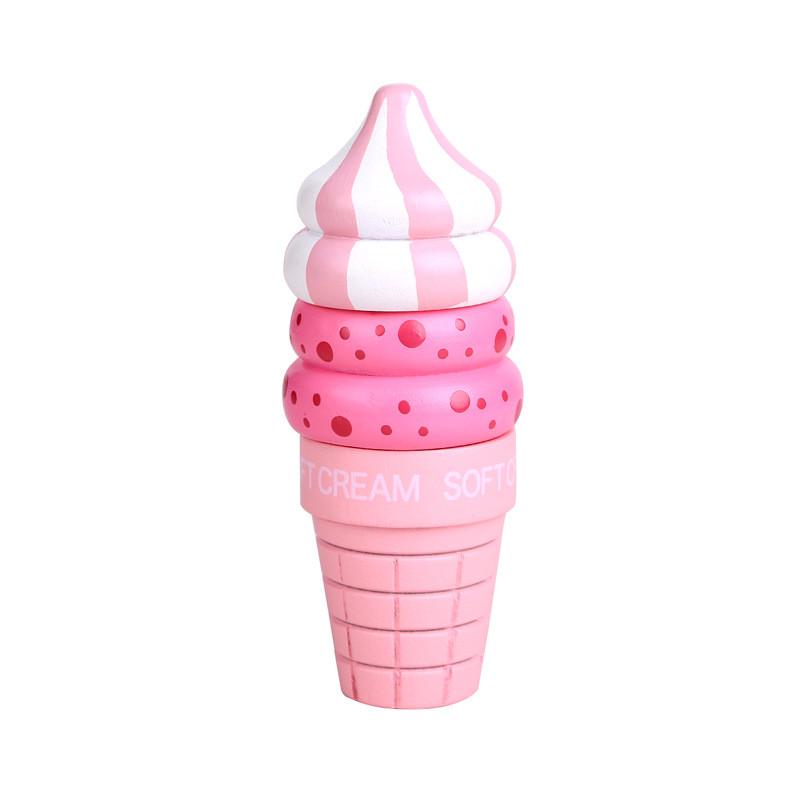1pc Wooden Pretend Play Food Magnetic Connected Ice Cream Toys for Kids Game