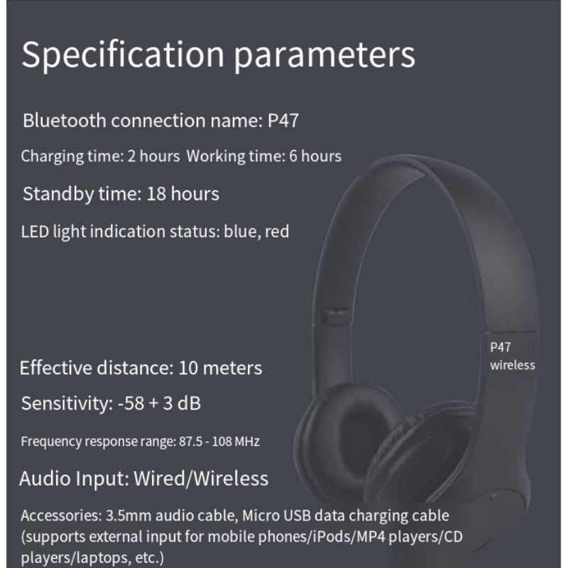 1 комплект Стерео P Серии Спортивная гарнитура 5.0 Bluetooth Гарнитура P47 Беспроводная игровая гарнитура