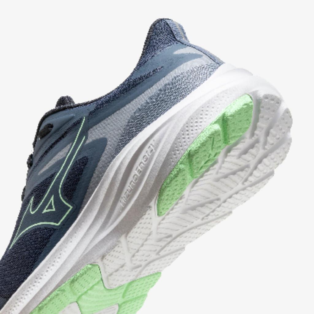 Mizuno Кроссовки Energy Runners для бега, джоггинга, тренировок, спорта, занятий в помещении, для повседневной носки, в школу, для физических упражнений, темно-синий x нео-мятный, размер 28,0 см, 3E