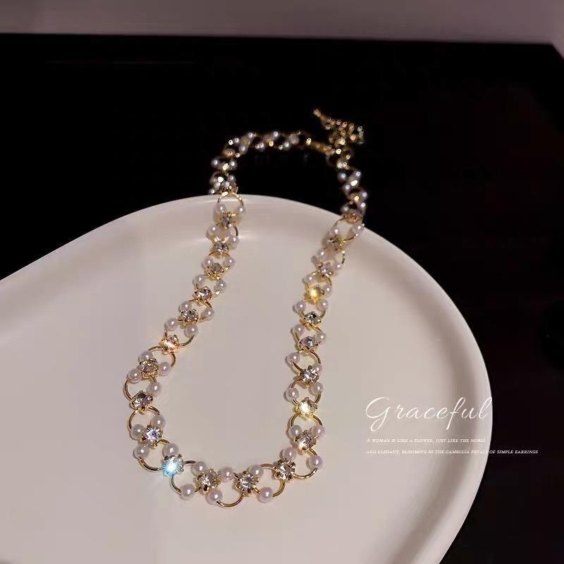 Trend Beads Женское ожерелье-чокер с цепочкой на шею Kpop Pearl, золотого цвета, готическое ожерелье-чокер, подвеска, ожерелье, воротник для девочки
