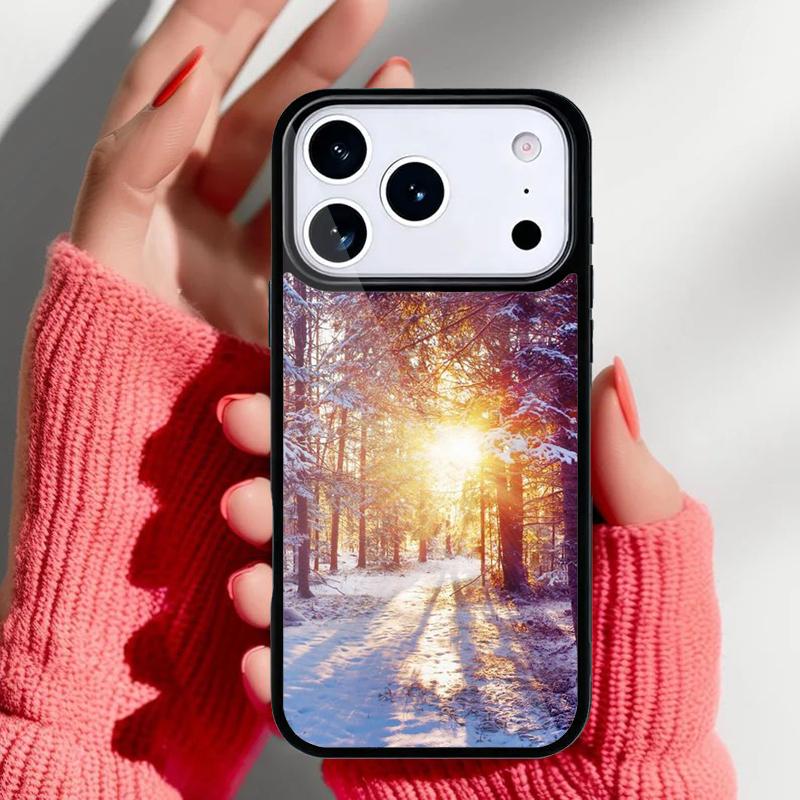Landscape Winter Light Snow Phone Case for iPhone 17 16 15 14 13 Pro Max Back Cover for 12 11 Pro Coque