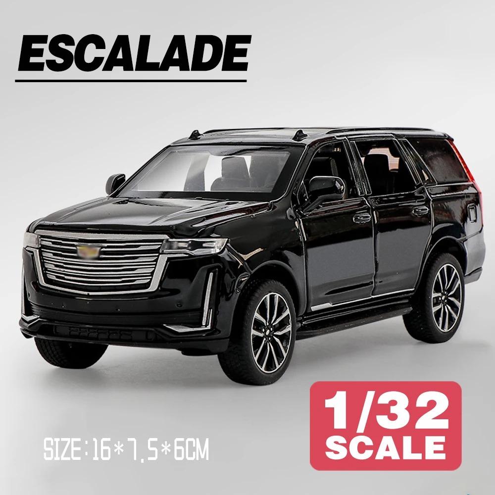 Модель автомобиля 1/32 для внедорожника Cadillac Escalade, литой игрушечный автомобиль со звуком и светом, инерционный механизм, многоцветный