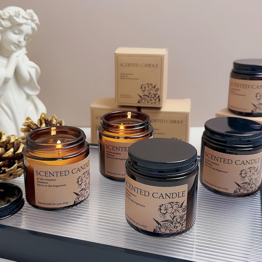 Hot Soy Wax Aromatherapy Candle Tea Color Glass Cup Without Home Incense Souvenir Gift