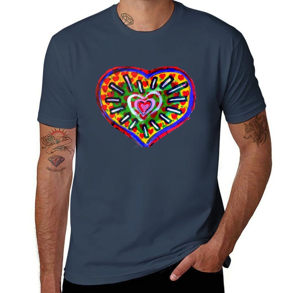 Heart 4 T-Shirt Basic Crew Neck Short Sleeve Top