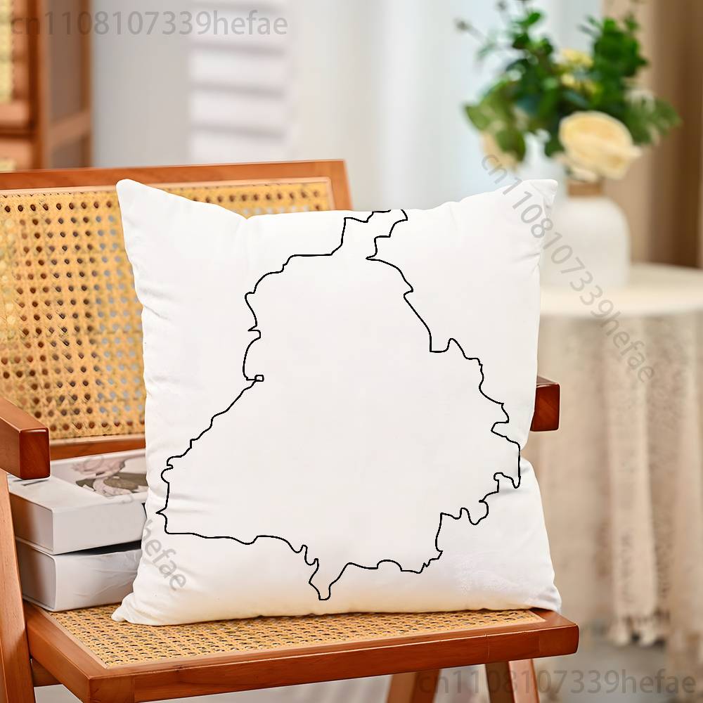 Punjab Map Pillow Case Plush Pillow Cases Home Decoration Pillow Cover for Sofa Bed Chair Living Room