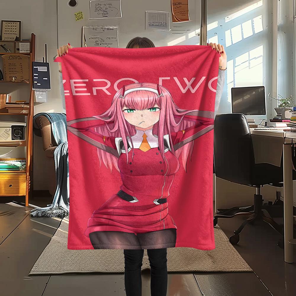 1PC Franxx Patterned Flannel Blanket Suitable For All Seasons For Home Decor Warmth And Comfort Gifts Holiday Present
