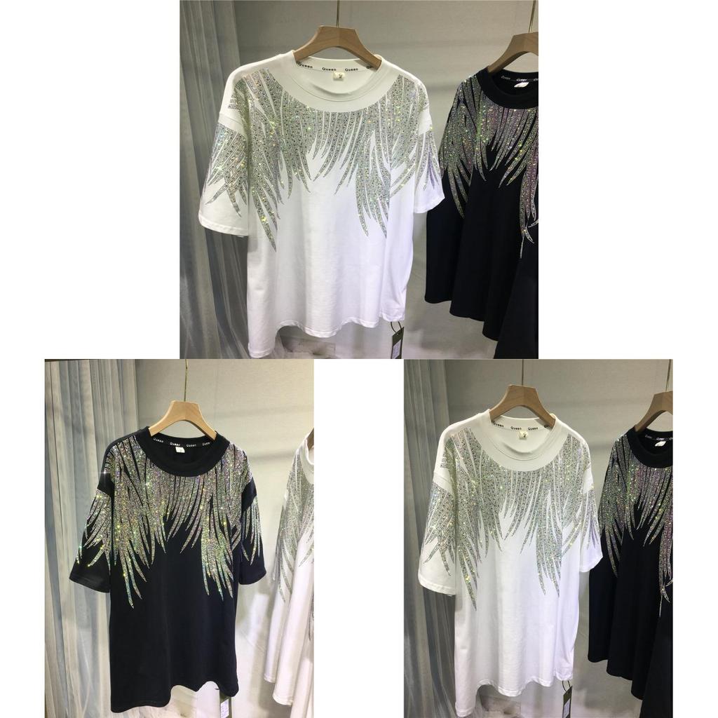 Plus Size T Shirt For Men Women With Geometric Pattern And Rhinestone Embellishments For Summer Casual Wear