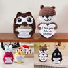 Cartoon Panda Crochet Ornament with Positive Cards Handmade Plush Emotional Support Birthday Gifts Crochet Animals Decor