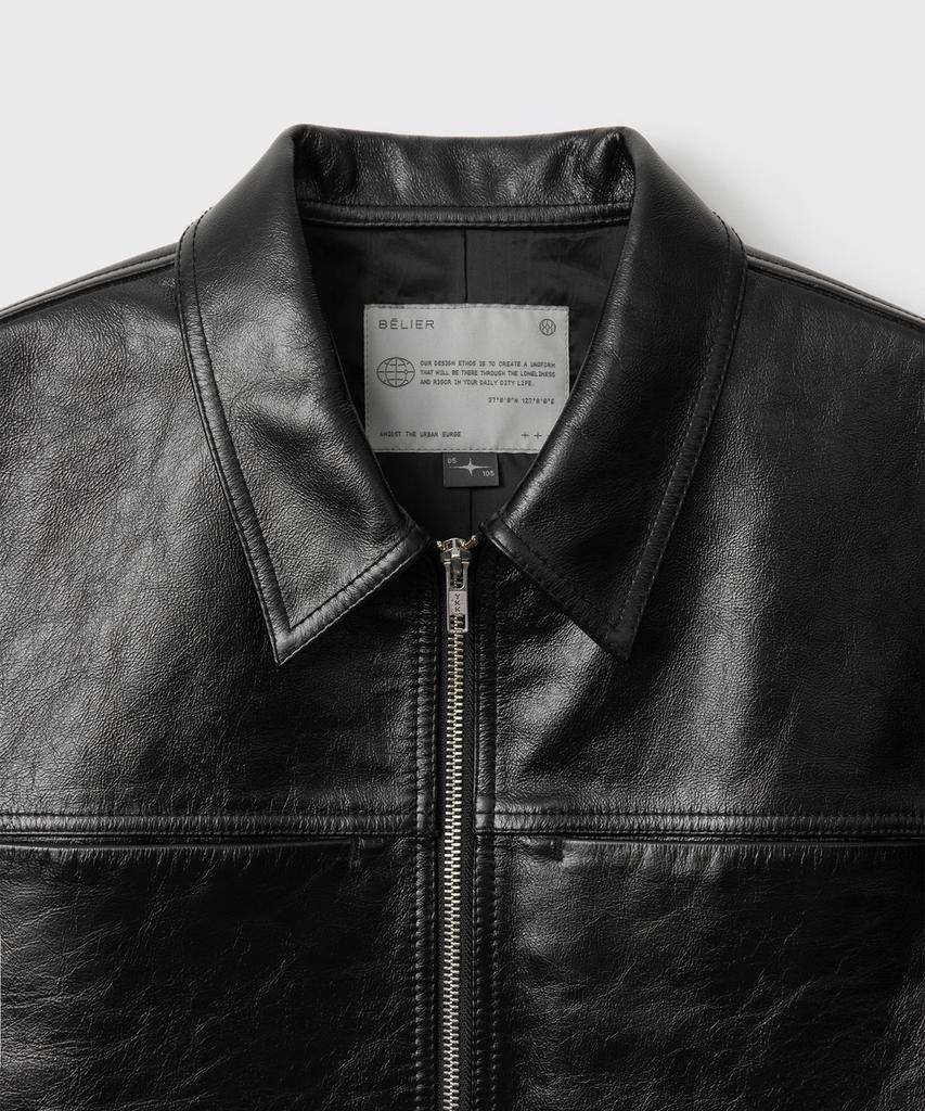 Belier Urban Solid Leather Jacket - Liquid Black