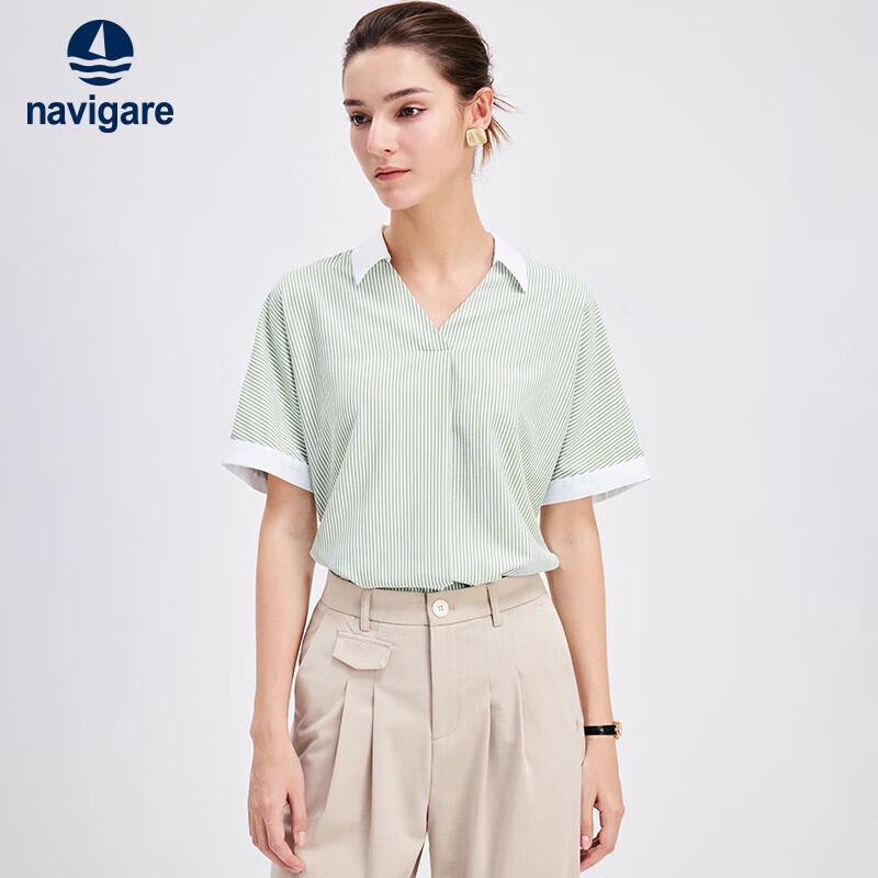 Navigare Women's Striped Color-Block Short-Sleeve Blouse