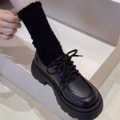 Маленькие кожаные туфли женские весна и осень новые ремешки круглый носок J туфли платформа женские