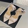 Summer Women's High Heels: Lace Pointed-toe High-heel Sandals  Single-strap Open-toe Elegant Wedding Shoes
