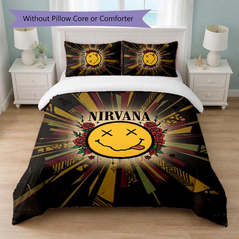 Nirvana Print 3Pcs Bedding Set Duvet Cover With Two Pillowcases Soft Bed Linen For Household Bedroom