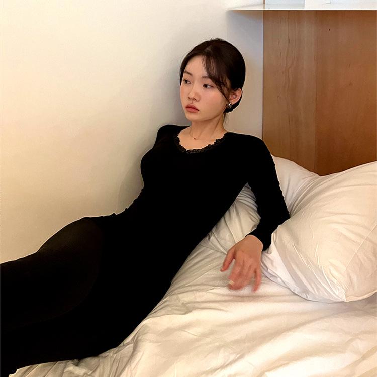 Женский бесшовный термокомплект из смеси шерсти: Теплый осенне-зимний базовый слой с утепленным верхом