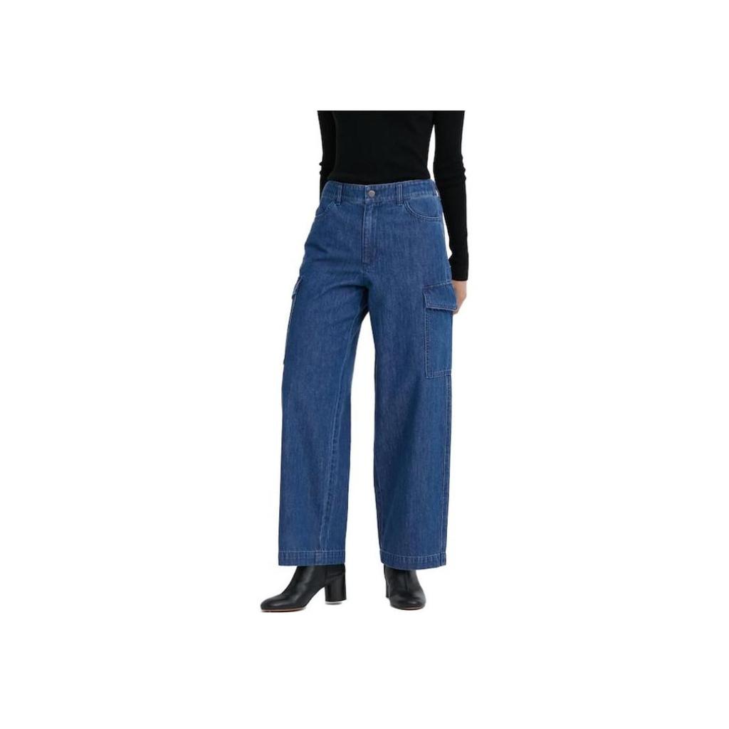 Uniqlo Повседневные прямые рабочие джинсовые брюки женские синие 466073-67