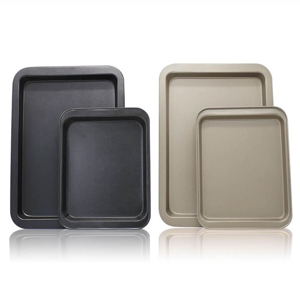 Rectangle Baking Pan Biscuit Oven Tray Coating Large Black/Gold Bakeware Deformation-resistant Plate Gold 33*23cm