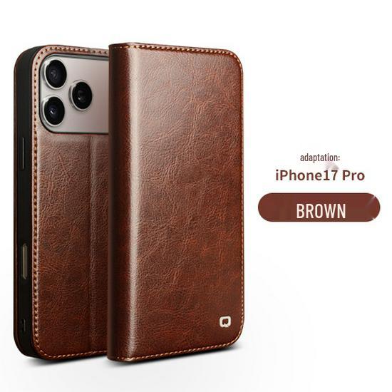 Кожаный чехол-книжка Chali для iPhone 17 Pro Max со подставкой и слотами для карт - Защитный чехол с полной защитой
