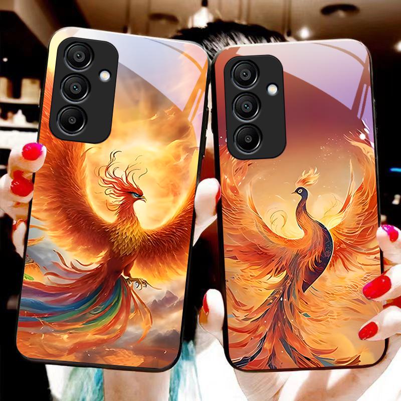Чехол для телефона Fire Phoenix High Gear из закаленного стекла для Samsung Galaxy A15 5G 54 4G 51 50 24 35 90 71 12 51 53 52S 80 22 34 Черный