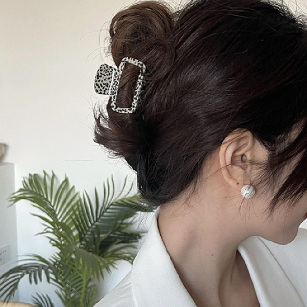 Acetate Horsetail Clip Hollowed Out Strong Styling Claw Clip Retro Square Hair Claw  Girls
