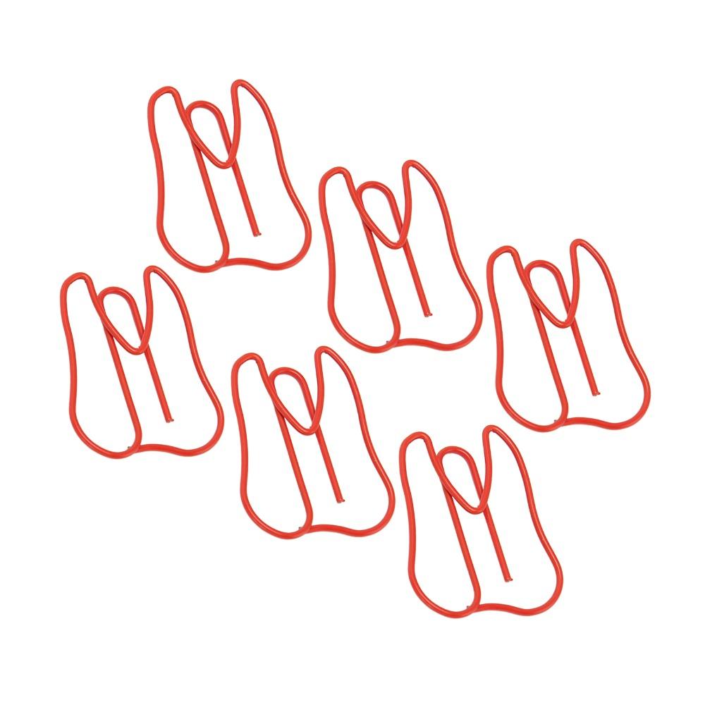 100Pcs Tooth Shape Cute Paper Clips Red /Yellow Metal Paper Clip Shaped Paper Clips Office Use