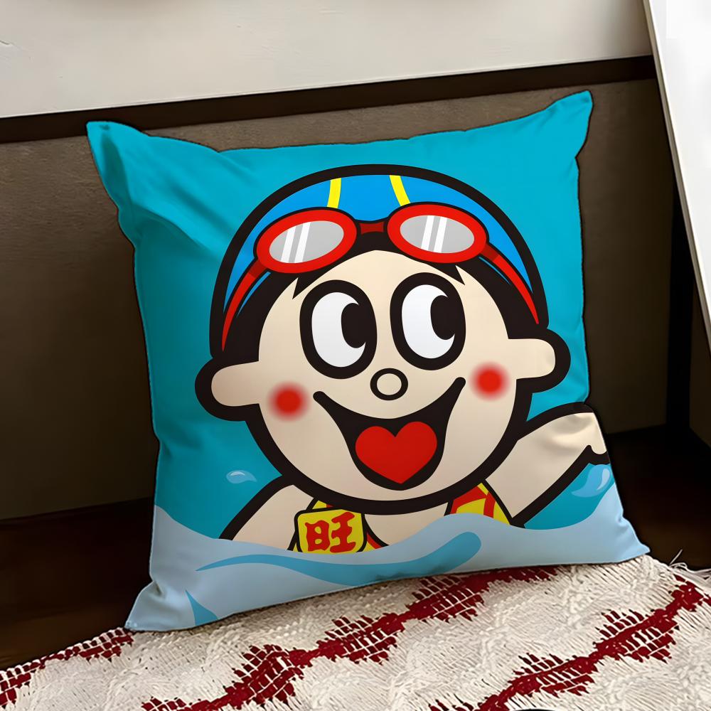 cartoon WWangzai Cushion Cover Reversible Soft Durable Pillow Cover Home Car MultiScene Use for Daily Comfort