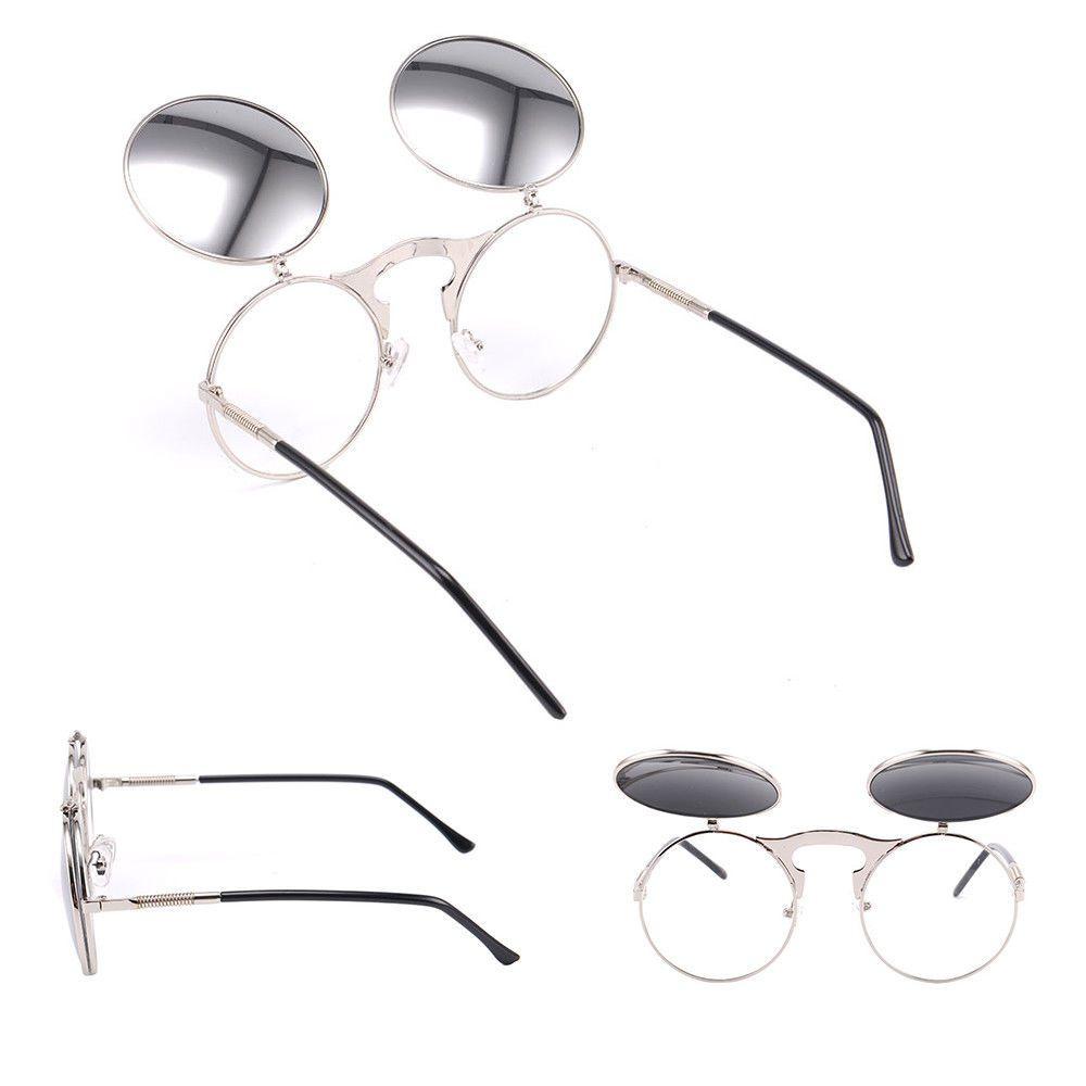 Ретро Мода Винтаж Готические Круглые Откидные Стимпанк Очки Винтаж Киберпанк