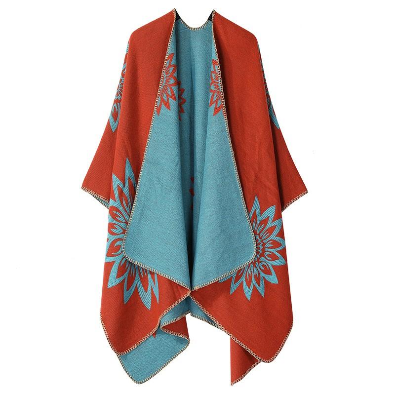 Womens Knitted Double-sided Thick Shawl Blanket Air Conditioner Room Warm Fashion Versatile Cape
