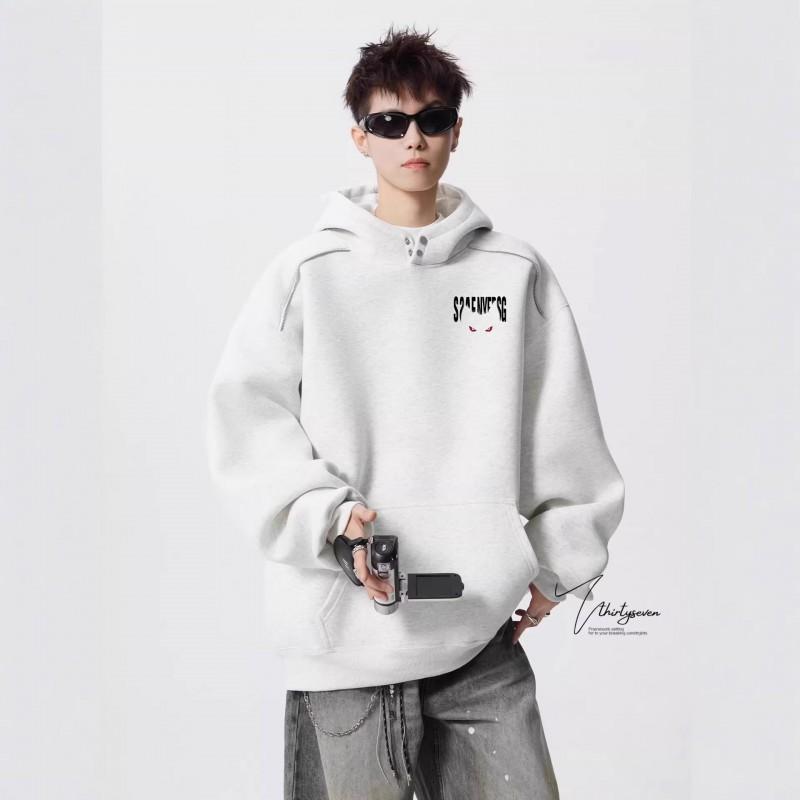 Loose Fit Devil Graphic Hoodie Men - Casual Streetwear Black Gray