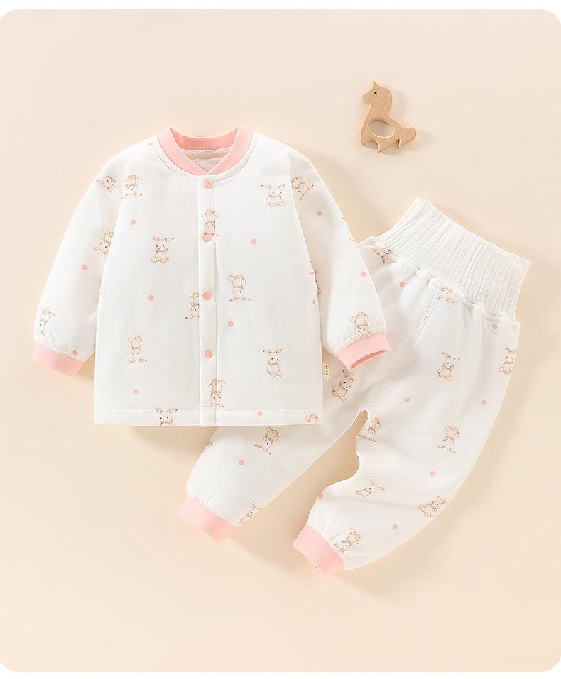 Autumn Baby Cotton Outfit Set: High-Waist Homewear for Boys & Girls