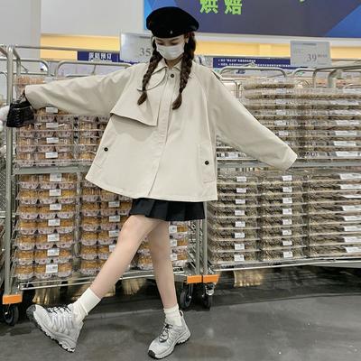 Куртка-ветровка цвета хаки для женщин, осень, новый стиль, стройнящий, свободный, большой размер, повседневный топ