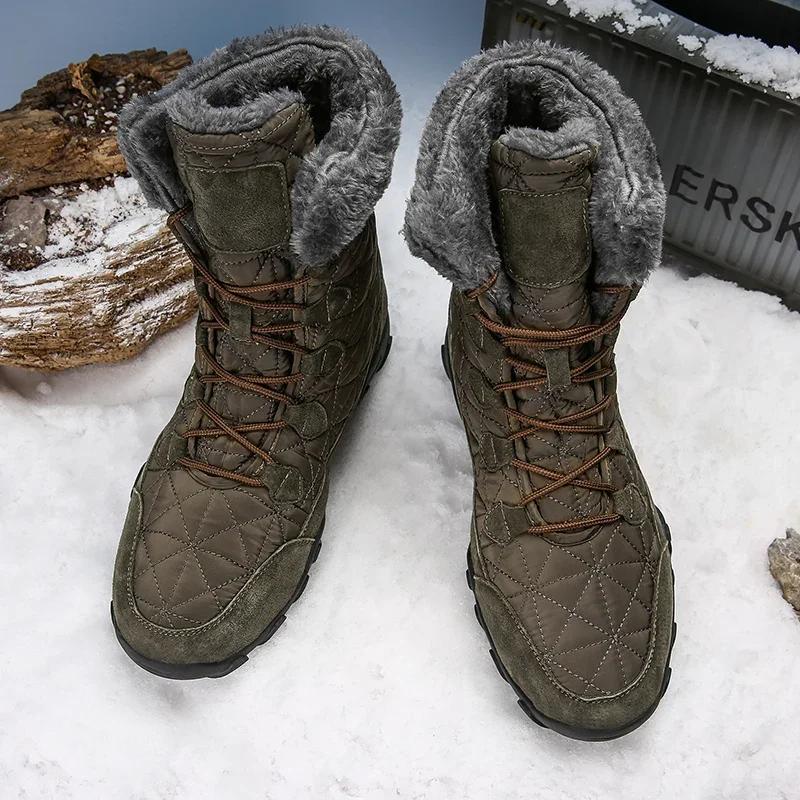 Fashion Winter Men Boots 2025 New Warm Plush Snow Boots Women Outdoor Work High Top Casual Shoes Unisex Non-slip Mid-Calf Boots