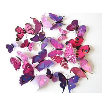 New Gossip Girl Same 12Pcs/Set 3D Butterfly Wall Stickers Living Room Butterflies Decors For Home Fridge Decoration