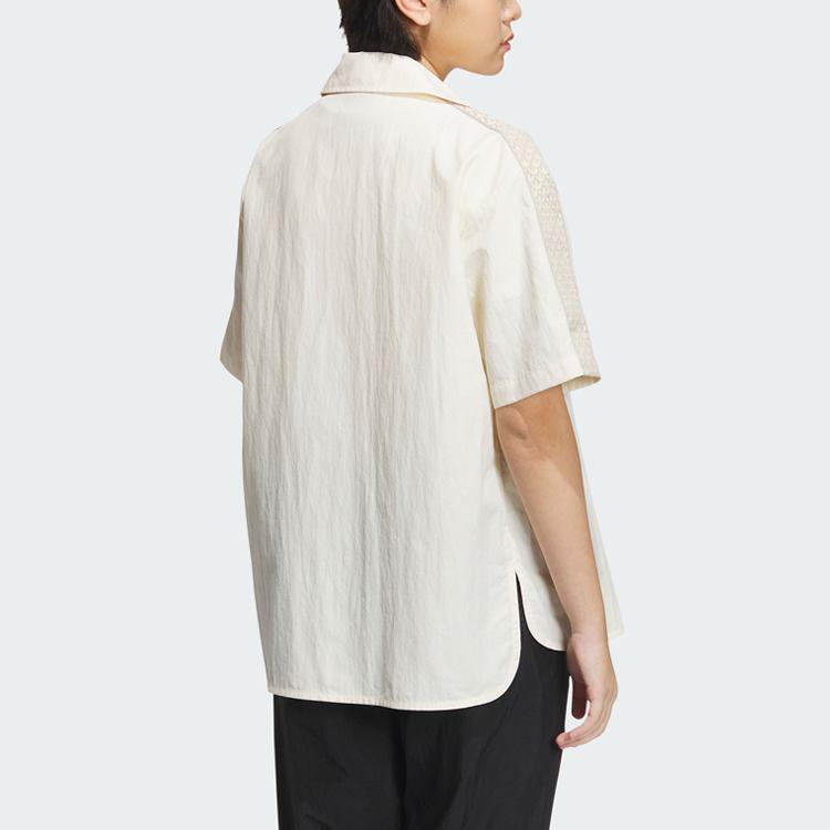 Adidas Оригинальные монограммные принты с цветными блоками, повседневная спортивная рубашка с короткими рукавами, топы унисекс, белые IN1032