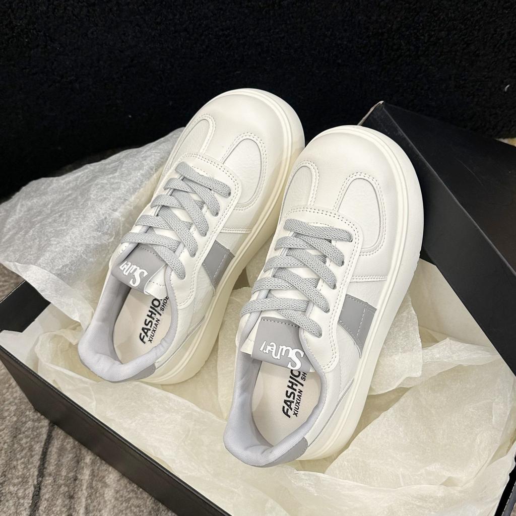 Big Head Forrest Gump Platform Leather Splicing Little White Shoes Women's Spring 2025 New Leisure College Casual Moral Training Board Shoes