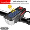 USB Rechargeable Solar Bicycle Headlight with Horn for Night Riding