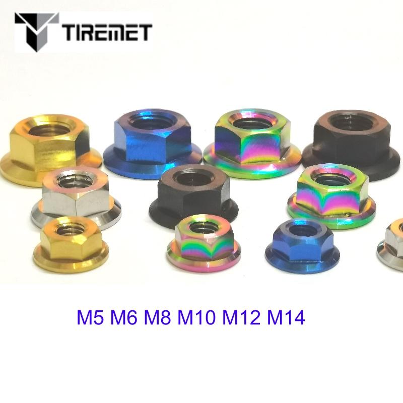 M5 M6 M8 M10 M12 M14 Titanium Flange Nuts Din6923 Ti6Al4V Alloy For Bicycle Bike Motorcycle Car Rear Axle Spacer Nut engine axis