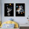 Печать на холсте, плакат с изображением космонавта, путешествия в космическом пространстве, настенные художественные картины, картины с героями мультфильмов для гостиной, детской спальни, Настенный декор