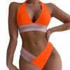 2Pcs/Set Women Summer Bikini Set Halter Backless Bra High Waist Swimming Trunks