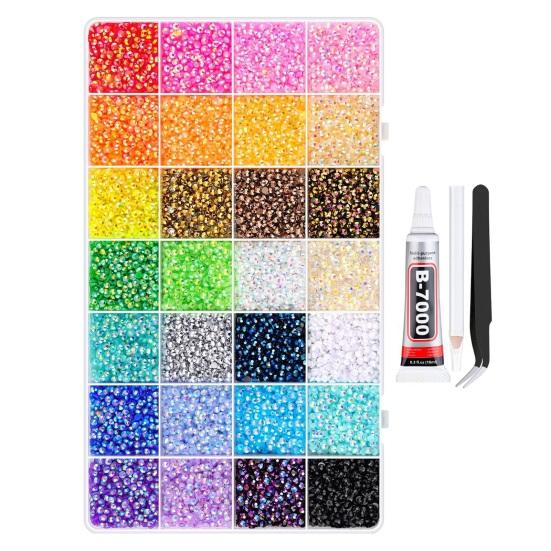 Набор страз для нейл-арта 24000/30000/32000 шт., 24/28/40 ячеек, assorted color, 0,3 см, для DIY дизайна ногтей, crafting