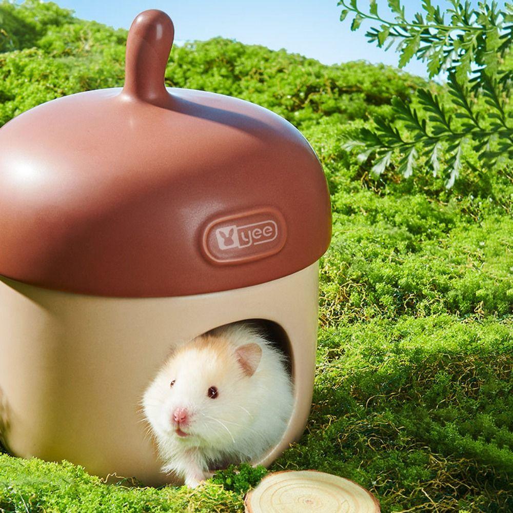 Unique Acorn Hamster Ice Cage Cute Cooling Hamster Cooling Nest Decorative Ceramic Nest Dodge House for Dwarf Mouse Chipmunk