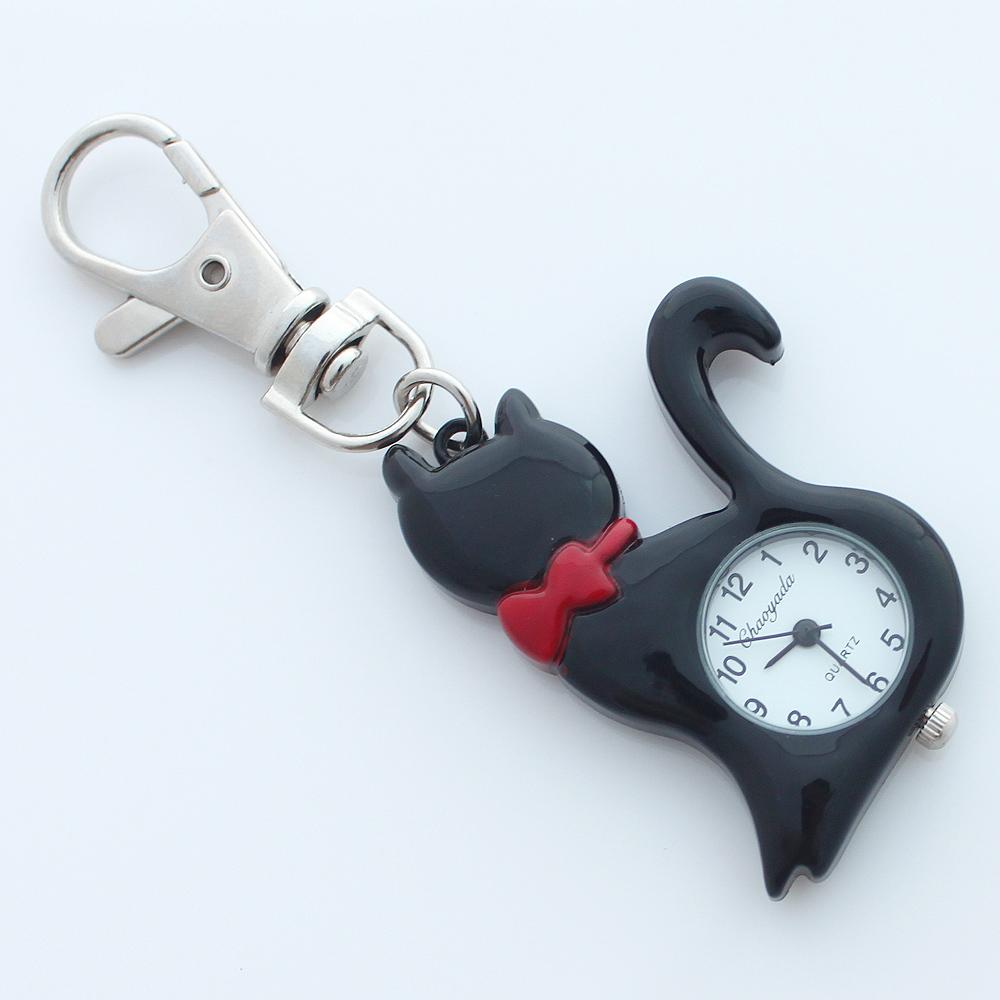 Brand Fashion Cute Lovely Colorful Cat Quartz Watch Kry Ring Chains Necklace Watches Kids Gift Girls Boy Watch Black Watch