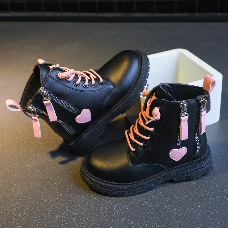 2024 Autumn Spring New Girls Short Boots Love Versatile Soft Children Fashion Boots Drop Shipping PU Kids Shoe Princess Non-slip