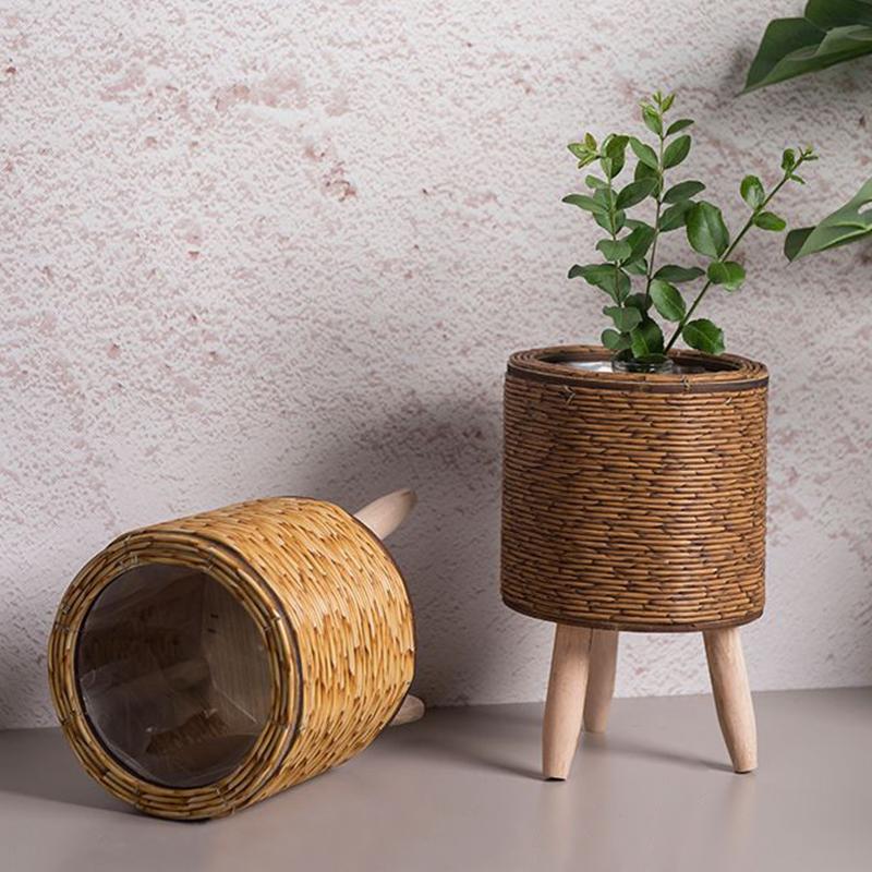 Basket with Removable Legs Flower Shelf Imitation Rattan Flower Stand Plant Stand Basket