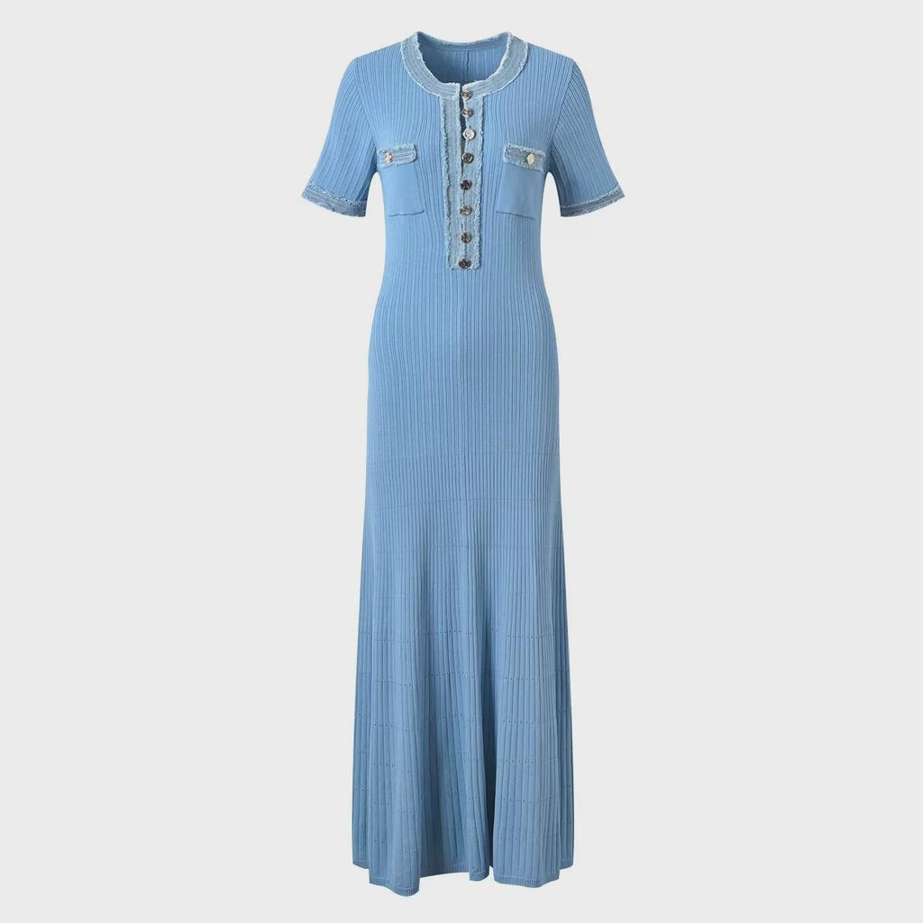 Летнее платье миди в стиле европейских и американских знаменитостей 2025 года