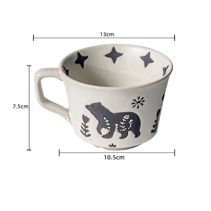 Ceramic Latte Mug Porcelain Coffee Cups with Handle Boho Drinking Cup for Men Women Office Work Daily Use Drinkware Gift