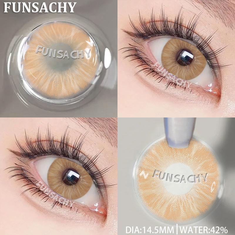 FUNSACHY 2 шт. Синие цветные контактные линзы, красивый зрачковый макияж глаз, натуральные мягкие контактные линзы для глаз, косметика для глаз, ежегодная