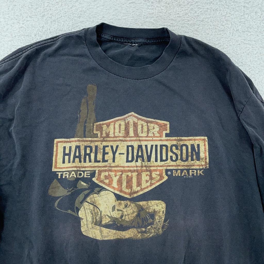 Выцветшая футболка с длинным рукавом Harley-Davidson Pinup Girl L Seaford Delaware Байкер
